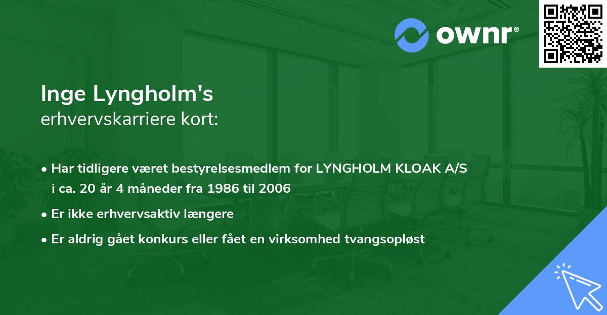 Inge Lyngholm's erhvervskarriere kort