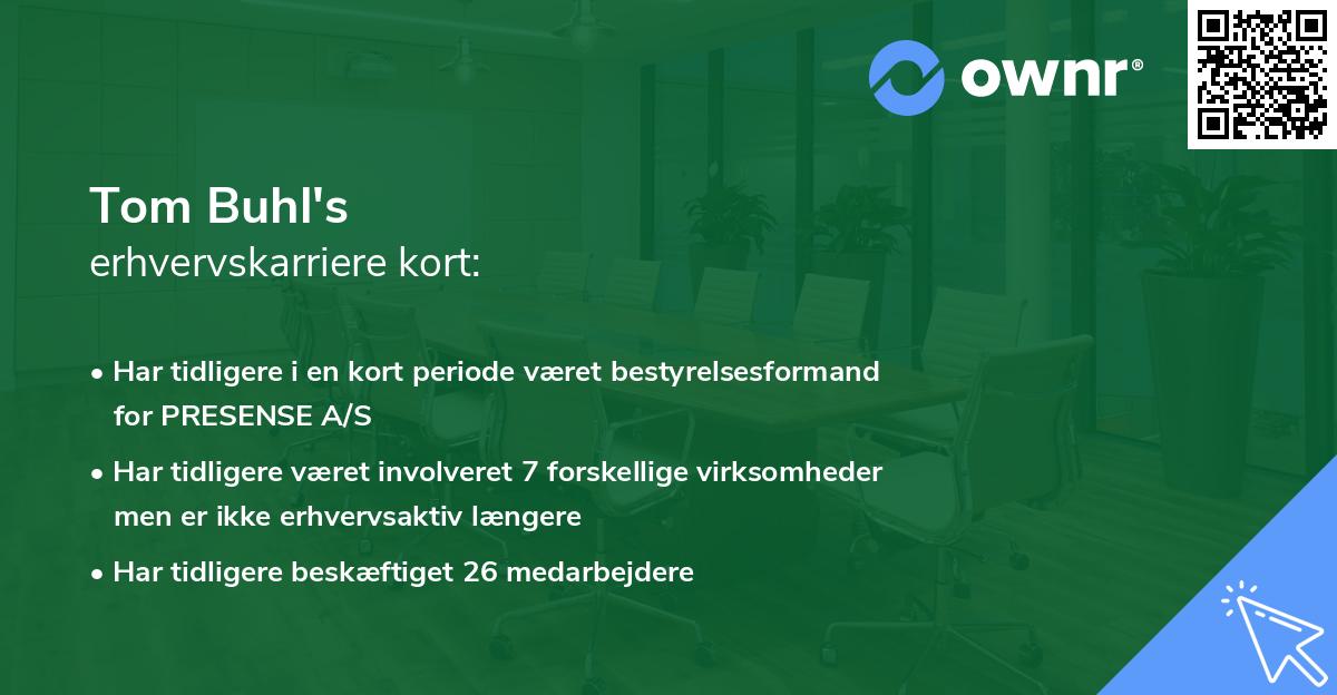 Tom Buhl's erhvervskarriere kort