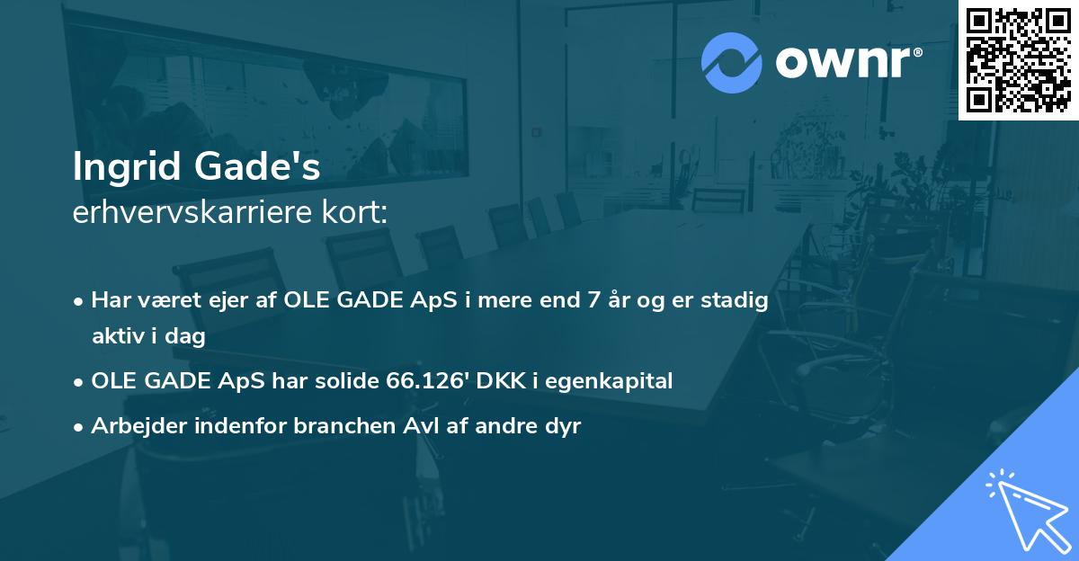 Ingrid Gade's erhvervskarriere kort