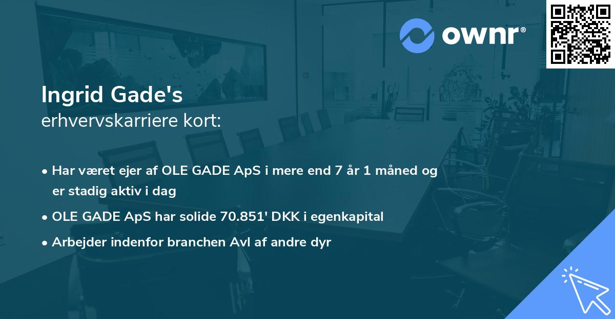 Ingrid Gade's erhvervskarriere kort