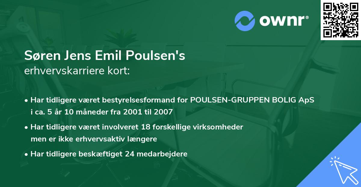 Søren Jens Emil Poulsen's erhvervskarriere kort