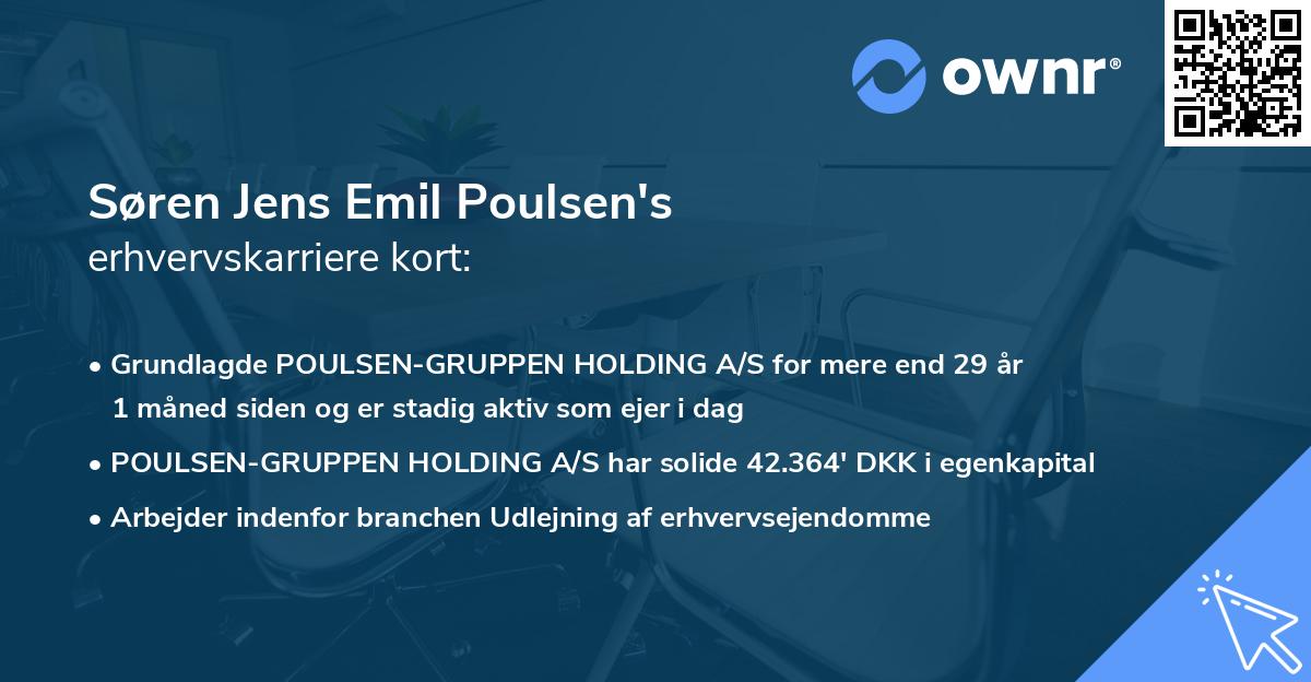 Søren Jens Emil Poulsen's erhvervskarriere kort