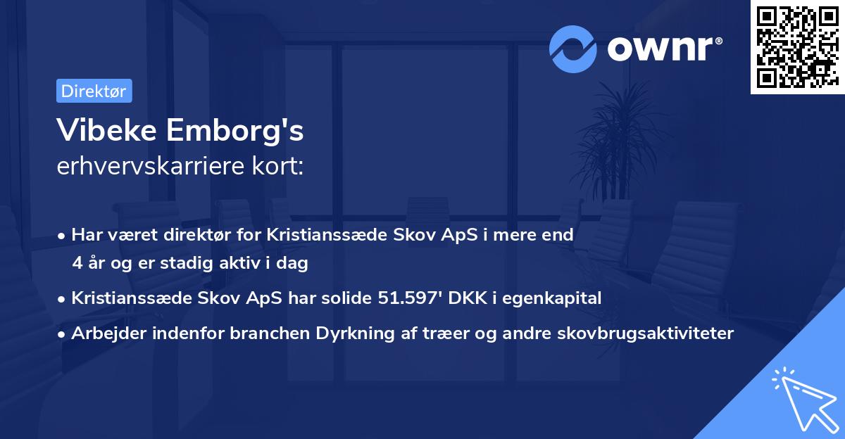 Vibeke Emborg's erhvervskarriere kort