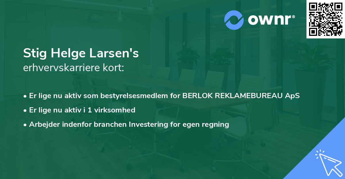 Stig Helge Larsen's erhvervskarriere kort