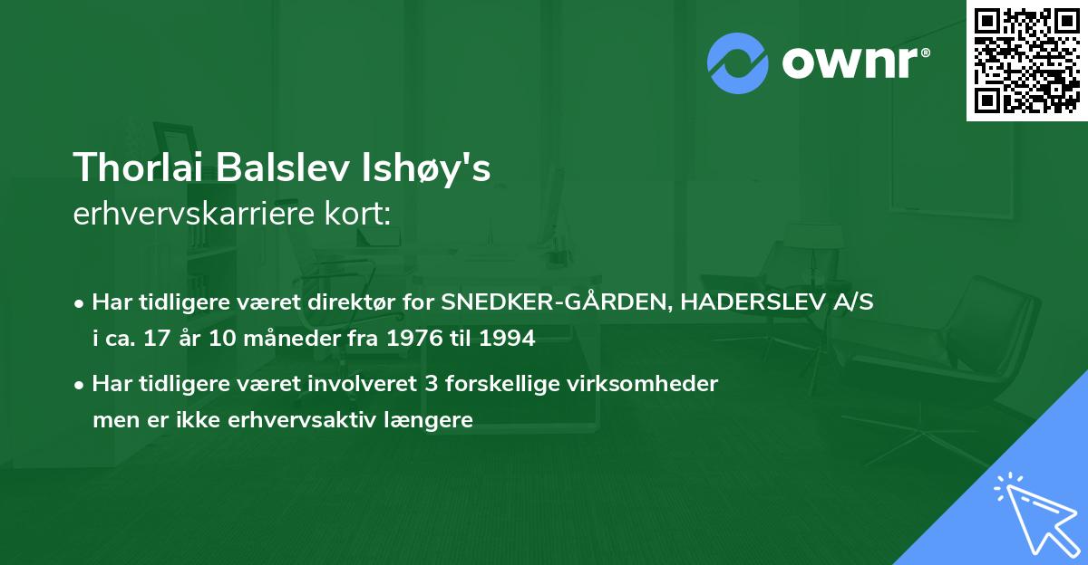Thorlai Balslev Ishøy's erhvervskarriere kort