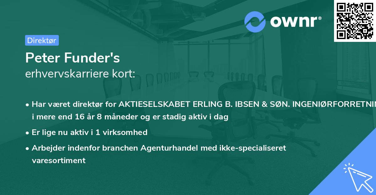 Peter Funder's erhvervskarriere kort