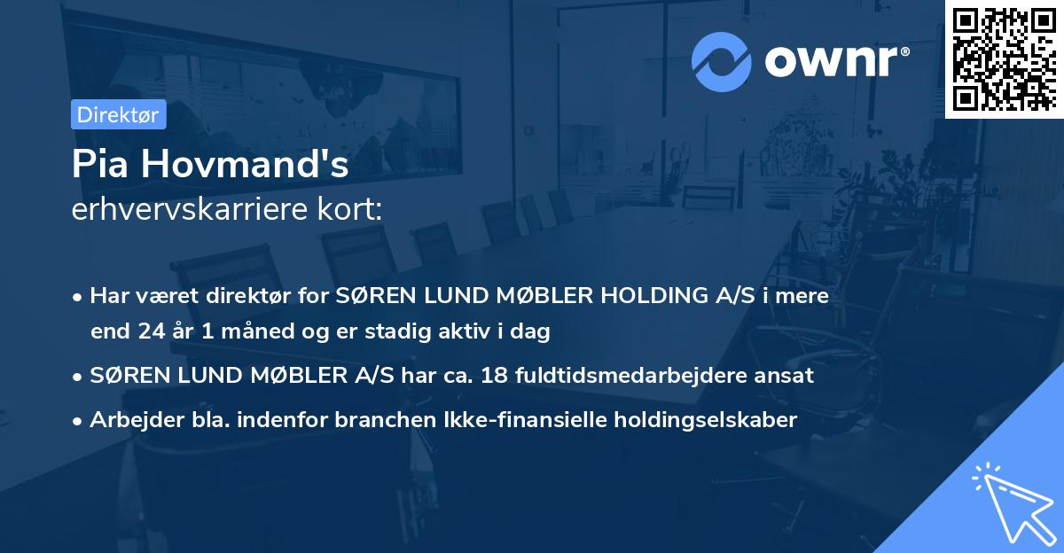 Pia Hovmand's erhvervskarriere kort