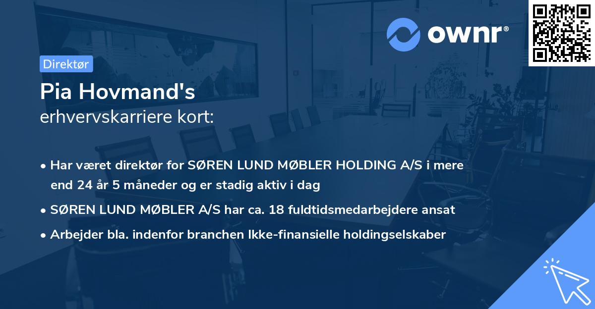 Pia Hovmand's erhvervskarriere kort