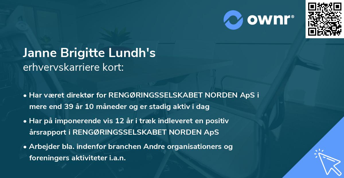 Janne Brigitte Lundh's erhvervskarriere kort