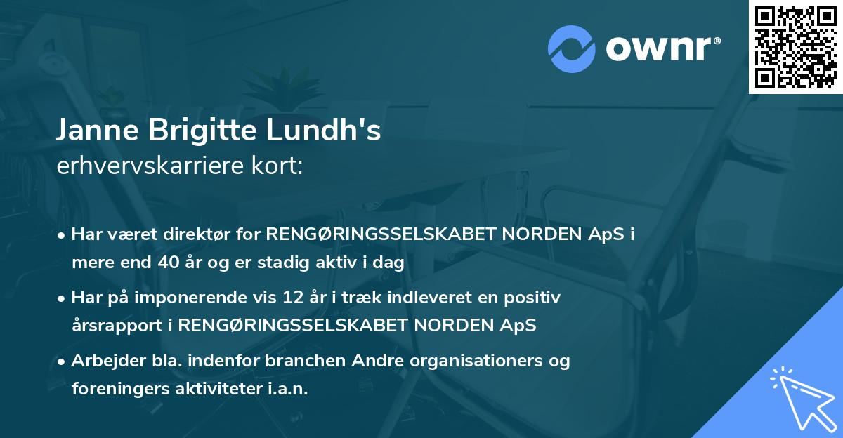 Janne Brigitte Lundh's erhvervskarriere kort
