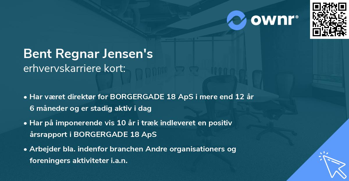Bent Regnar Jensen's erhvervskarriere kort