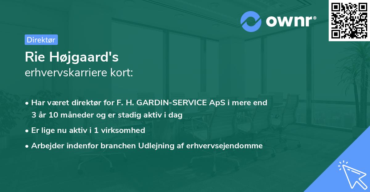 Rie Højgaard's erhvervskarriere kort