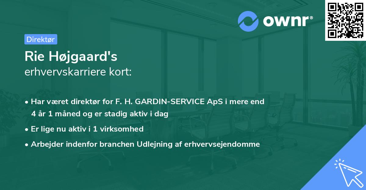 Rie Højgaard's erhvervskarriere kort