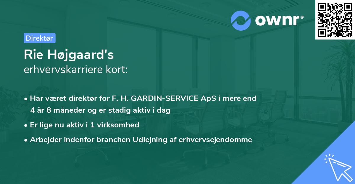 Rie Højgaard's erhvervskarriere kort