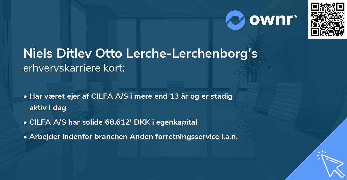 Niels Ditlev Otto Lerche-Lerchenborg's erhvervskarriere kort