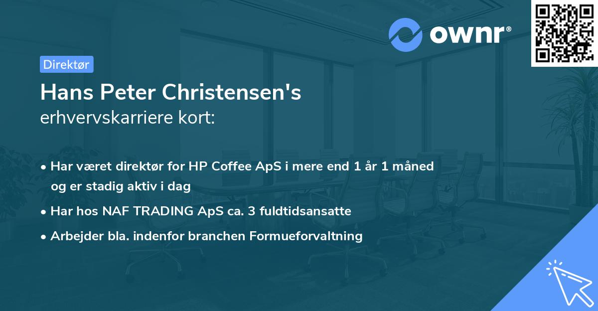 Hans Peter Christensen's erhvervskarriere kort