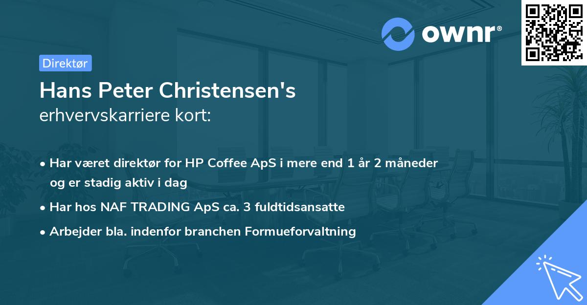 Hans Peter Christensen's erhvervskarriere kort