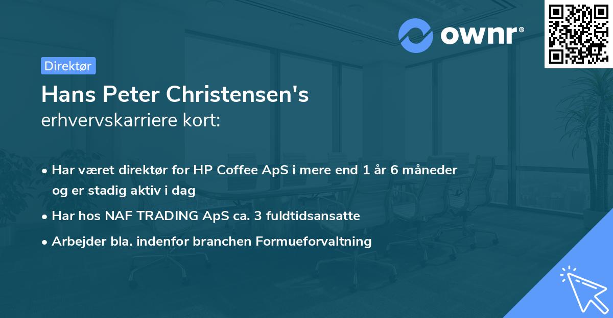 Hans Peter Christensen's erhvervskarriere kort
