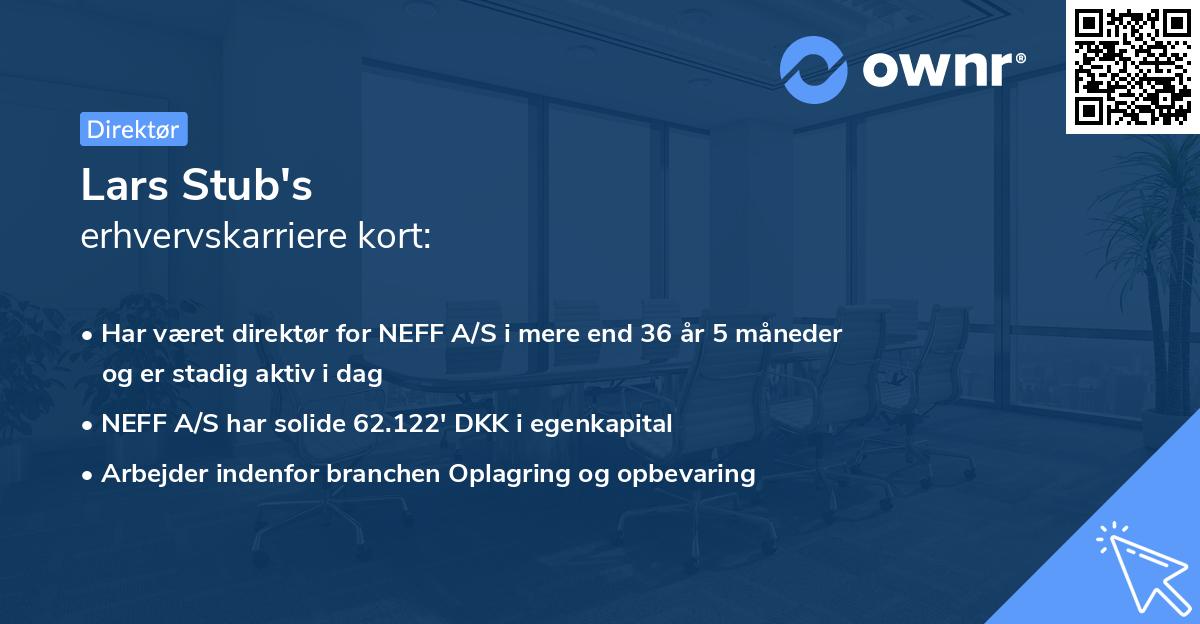 Lars Stub's erhvervskarriere kort