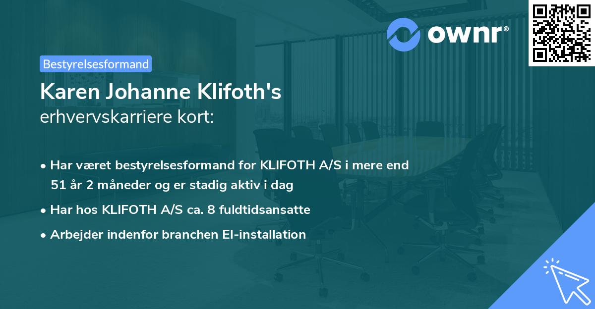 Karen Johanne Klifoth's erhvervskarriere kort