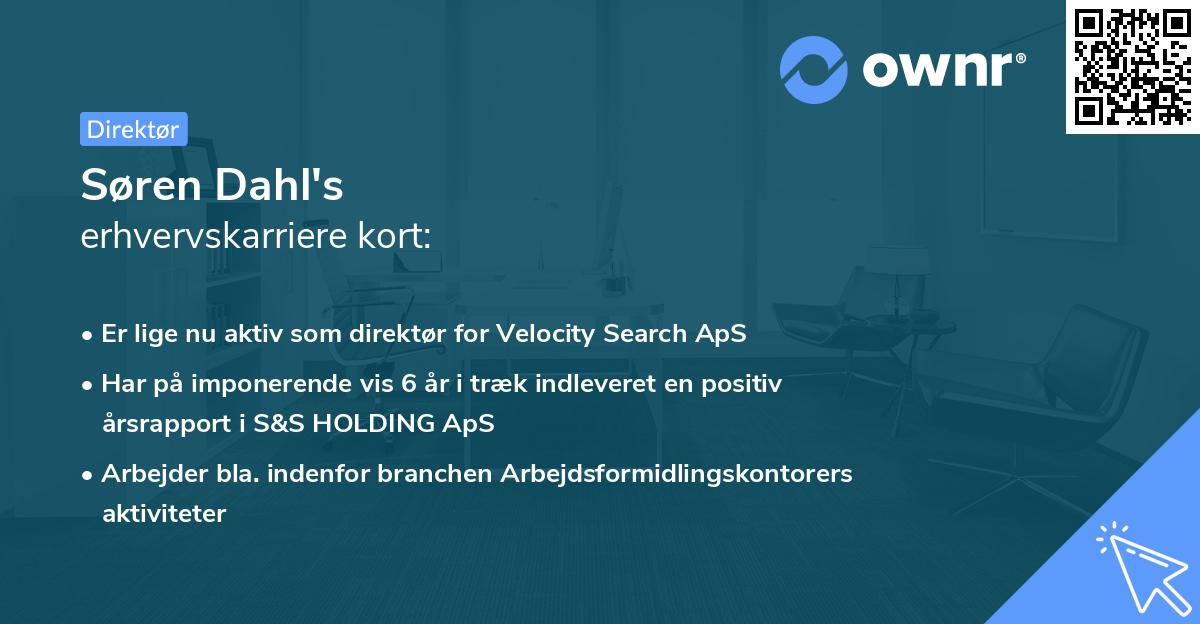 Søren Dahl's erhvervskarriere kort