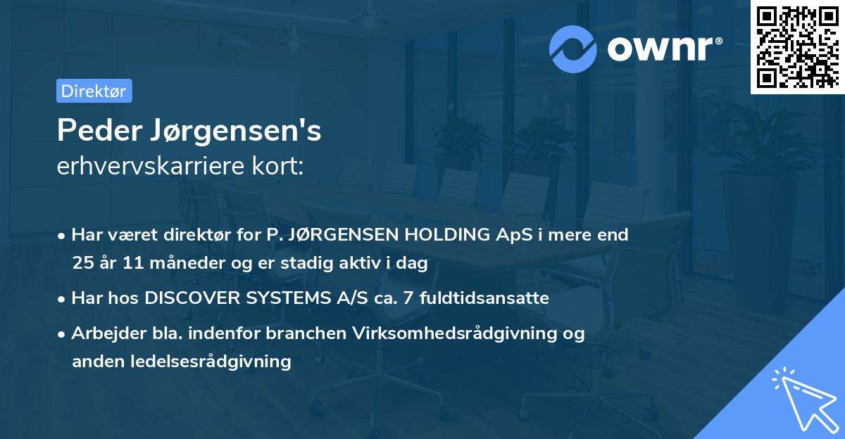 Peder Jørgensen's erhvervskarriere kort