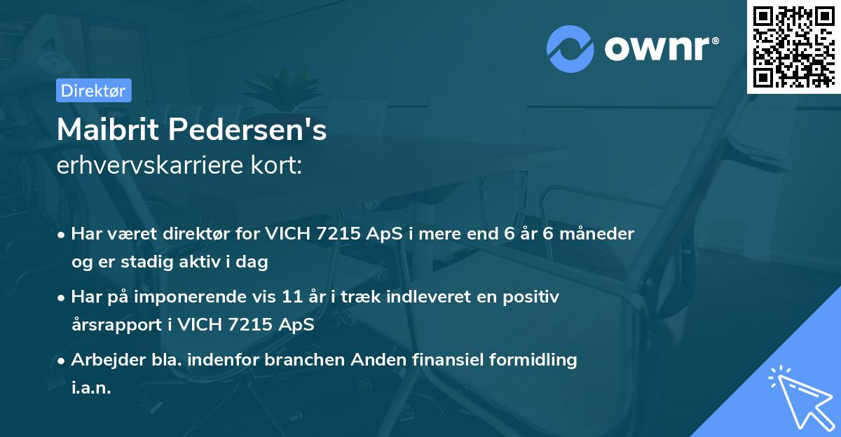 Maibrit Pedersen's erhvervskarriere kort