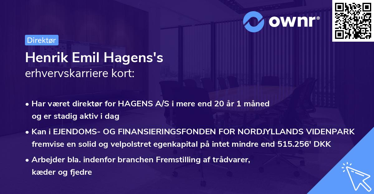 Henrik Emil Hagens's erhvervskarriere kort