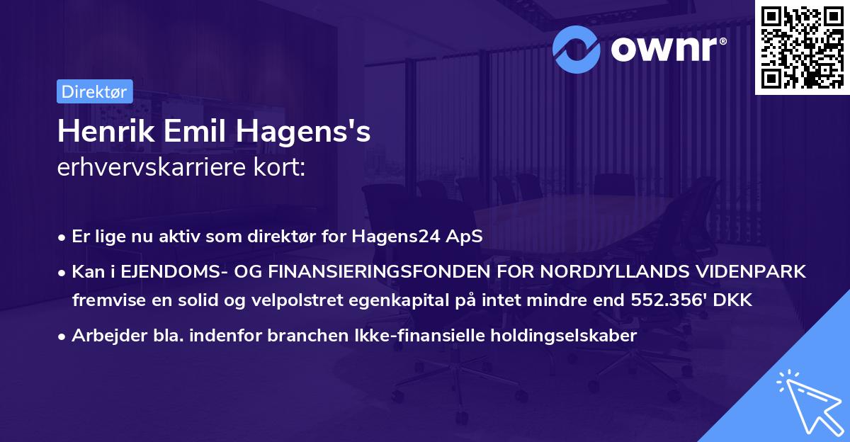 Henrik Emil Hagens's erhvervskarriere kort