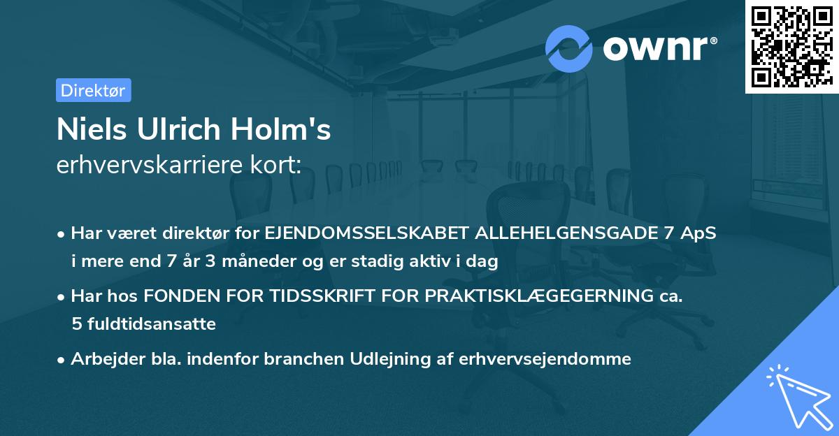 Niels Ulrich Holm's erhvervskarriere kort