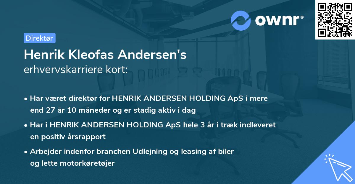 Henrik Kleofas Andersen's erhvervskarriere kort
