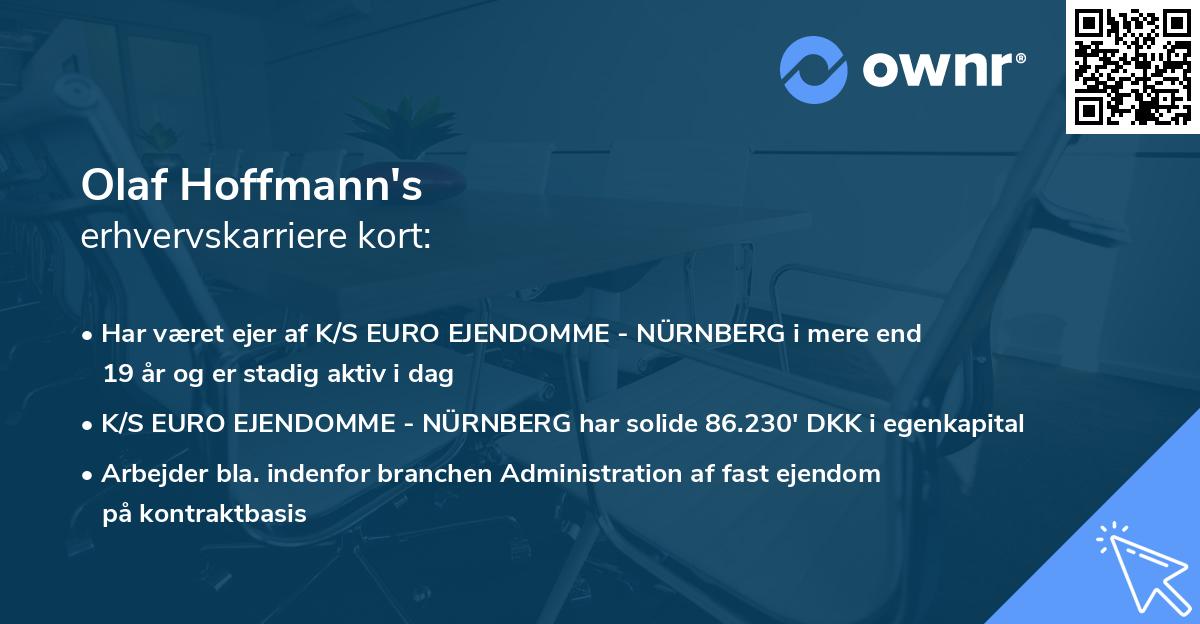 Olaf Hoffmann's erhvervskarriere kort