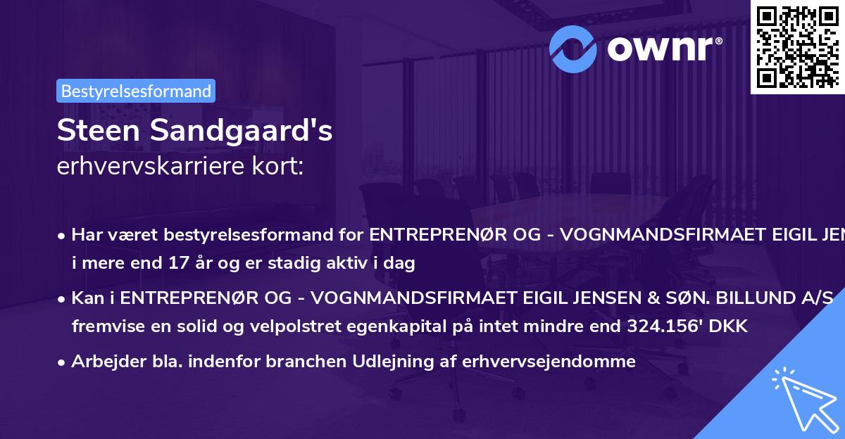 Steen Sandgaard's erhvervskarriere kort