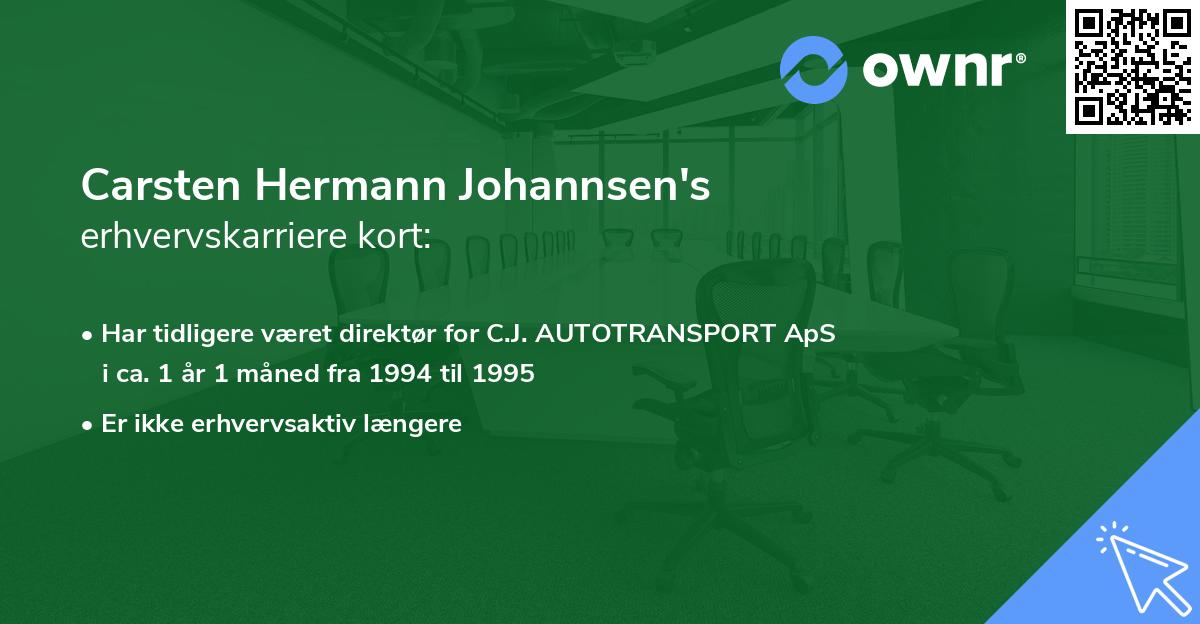 Carsten Hermann Johannsen's erhvervskarriere kort
