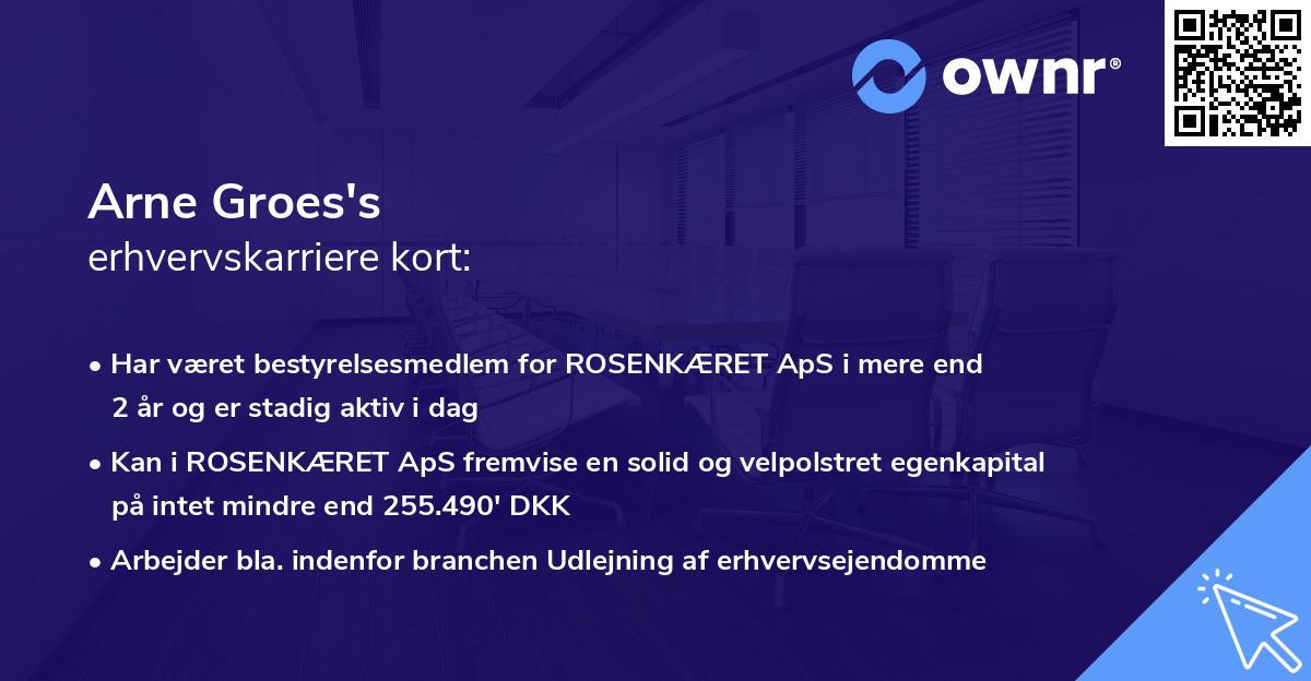 Arne Groes's erhvervskarriere kort