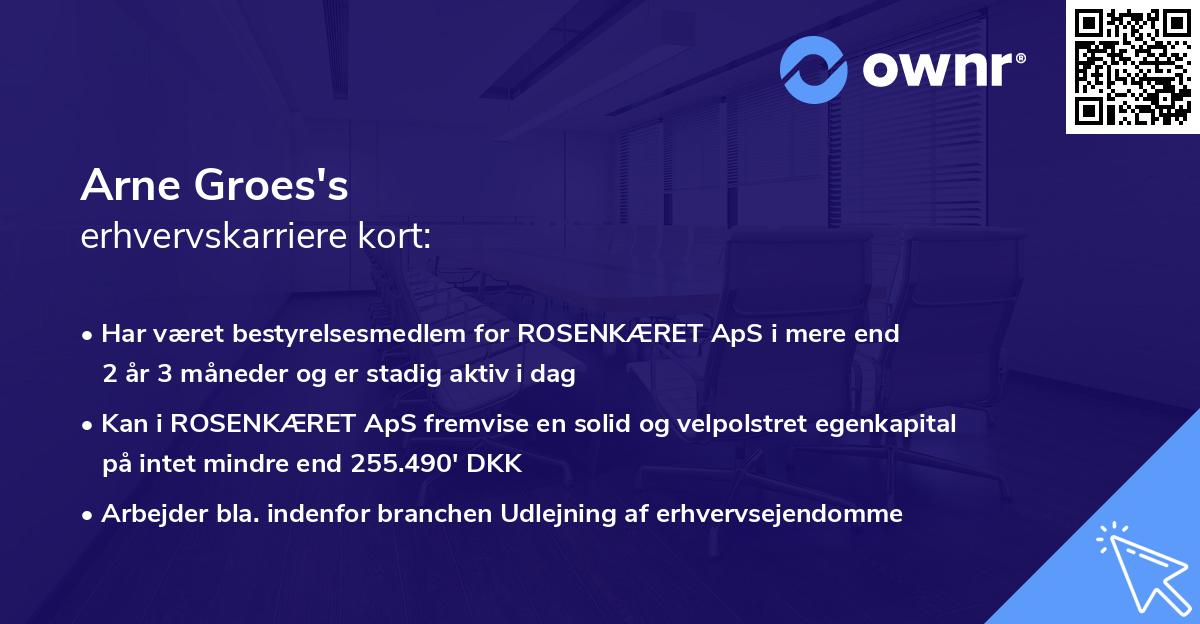 Arne Groes's erhvervskarriere kort