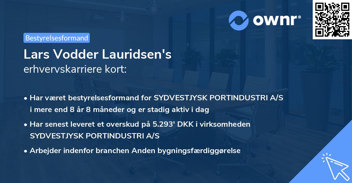 Lars Vodder Lauridsen's erhvervskarriere kort
