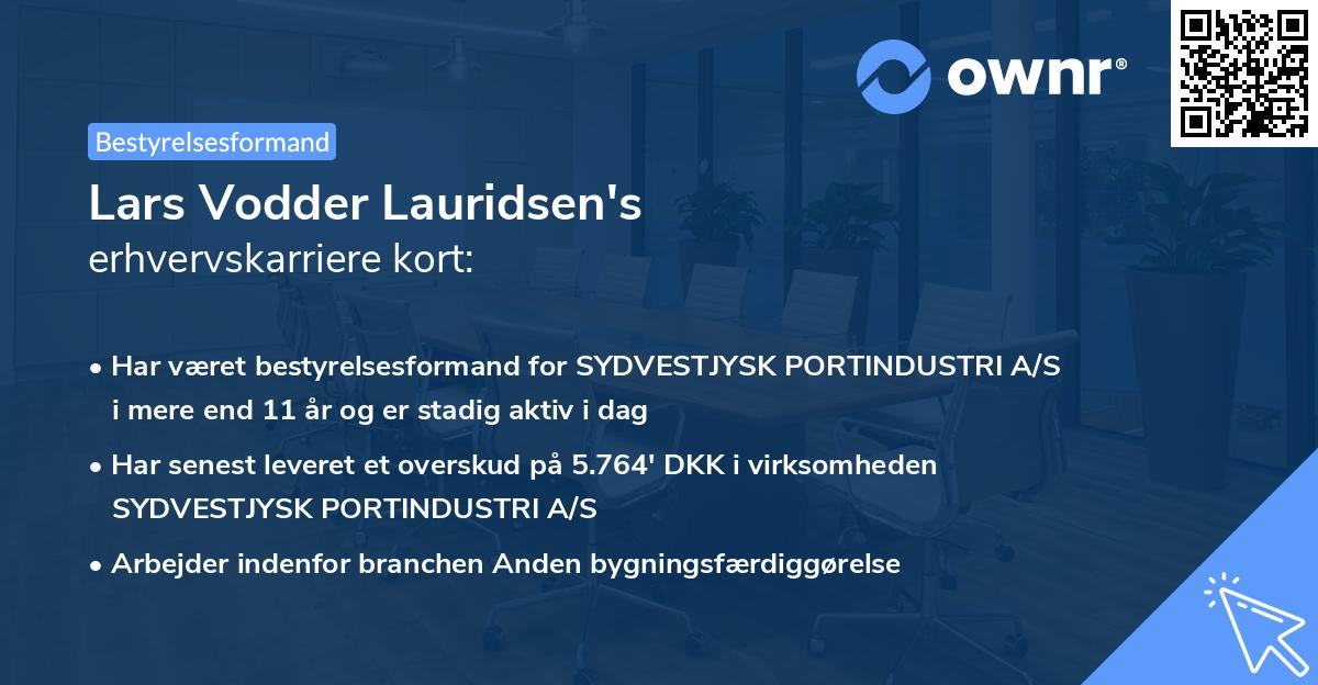 Lars Vodder Lauridsen's erhvervskarriere kort
