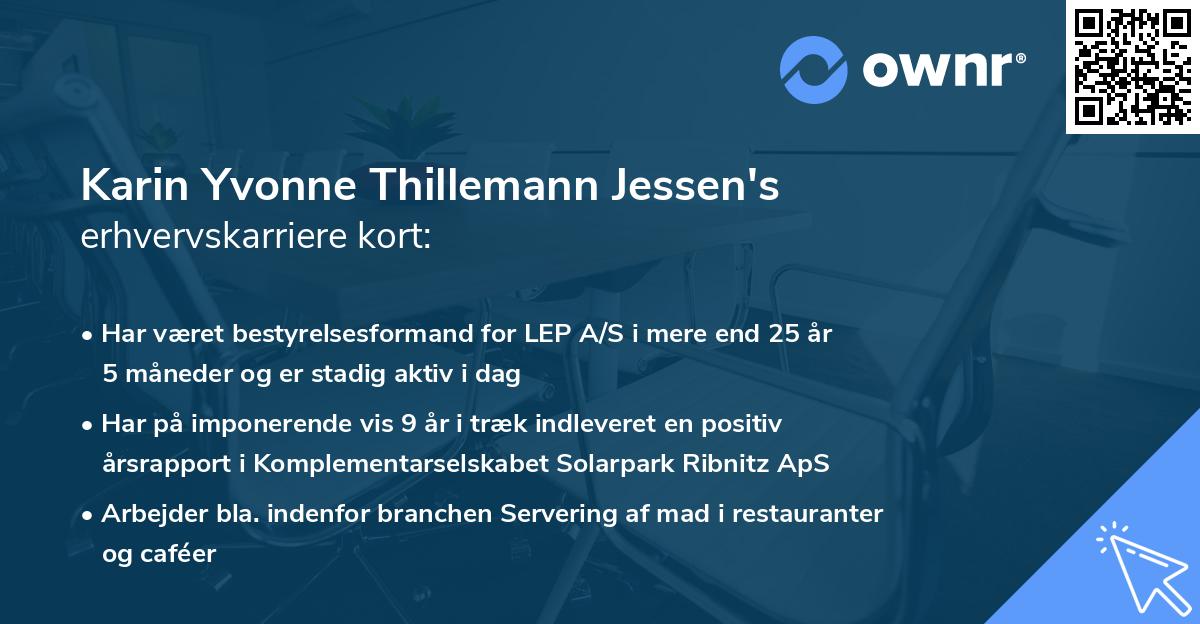 Karin Yvonne Thillemann Jessen's erhvervskarriere kort