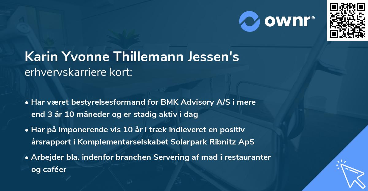 Karin Yvonne Thillemann Jessen's erhvervskarriere kort