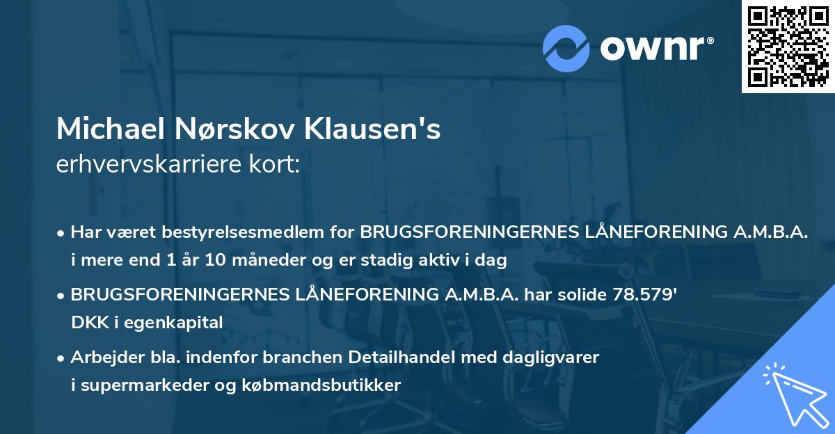 Michael Nørskov Klausen's erhvervskarriere kort