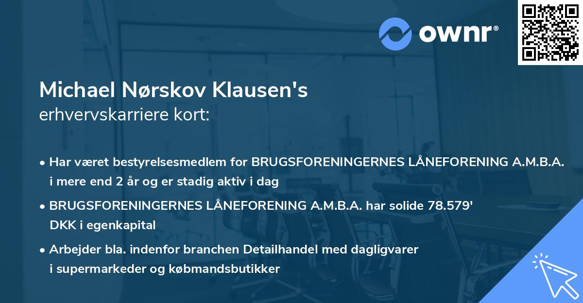 Michael Nørskov Klausen's erhvervskarriere kort
