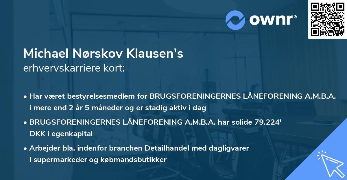 Michael Nørskov Klausen's erhvervskarriere kort