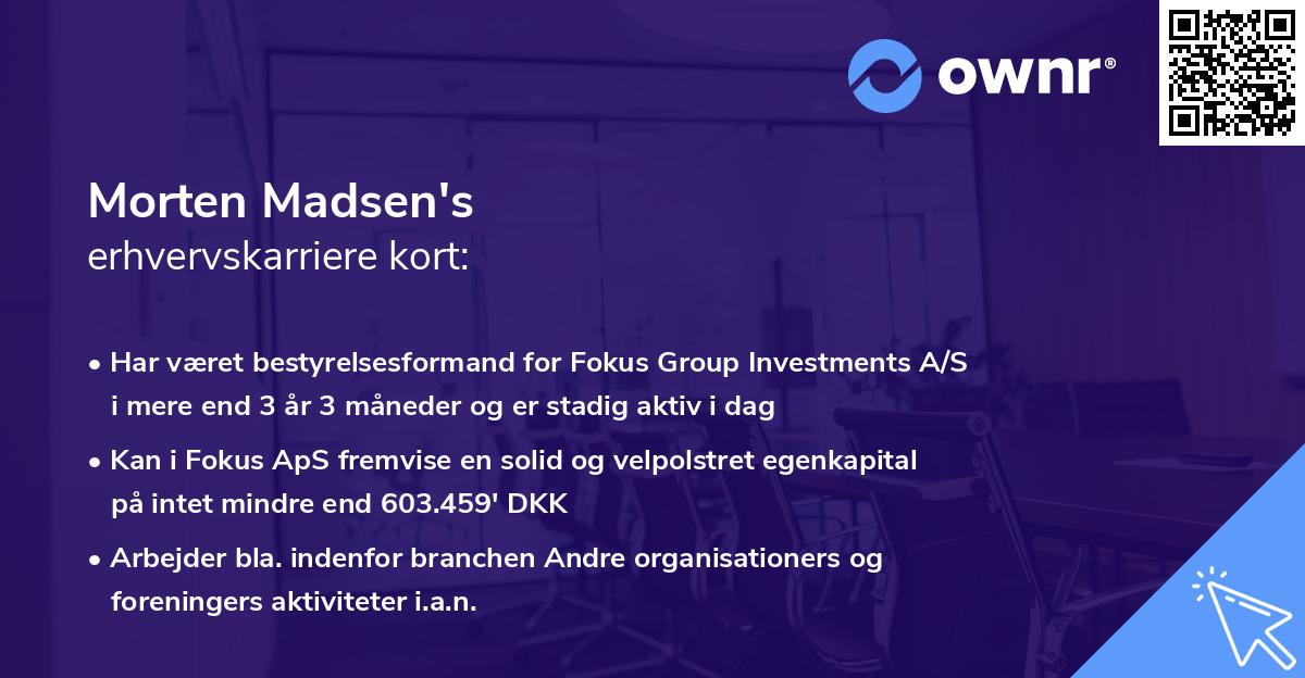 Morten Madsen's erhvervskarriere kort