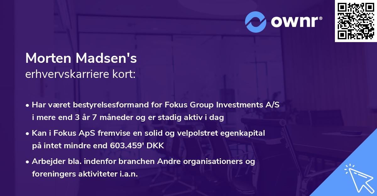 Morten Madsen's erhvervskarriere kort