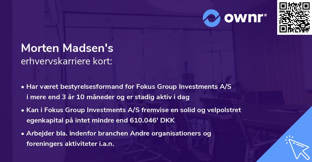 Morten Madsen's erhvervskarriere kort