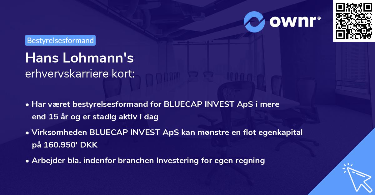 Hans Lohmann's erhvervskarriere kort