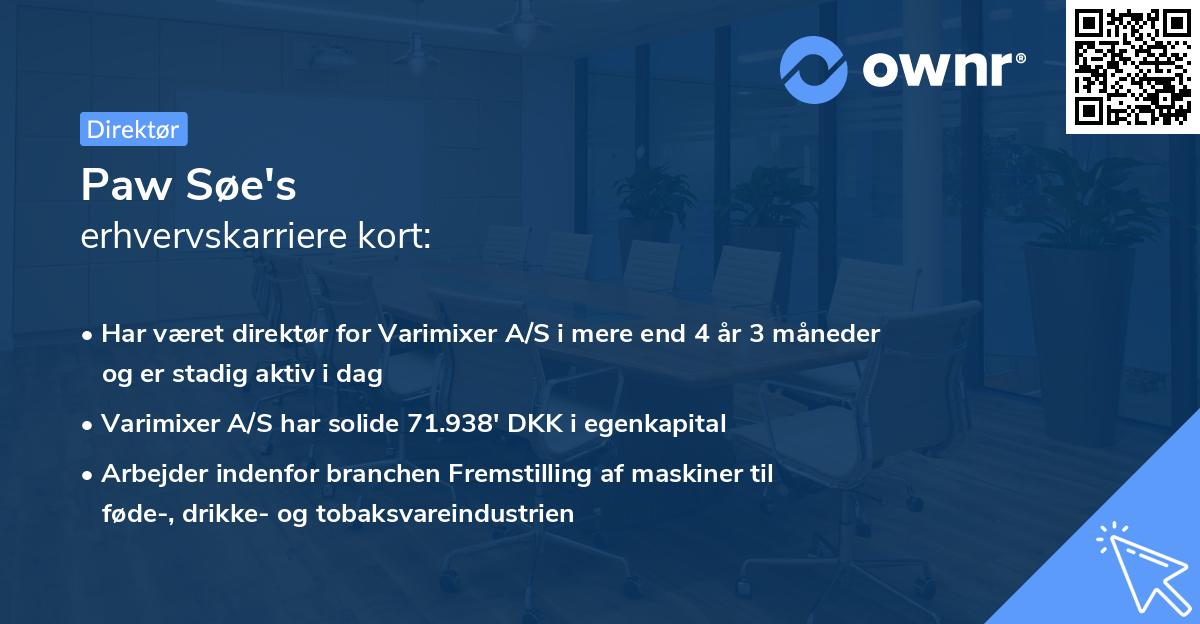 Paw Søe's erhvervskarriere kort