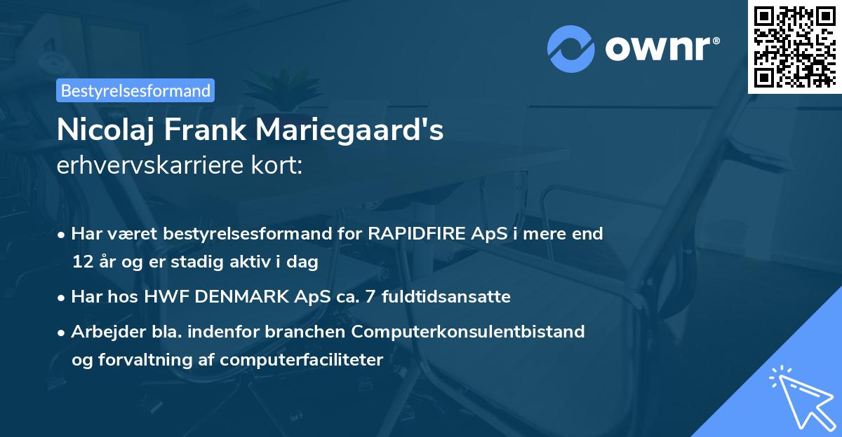 Nicolaj Frank Mariegaard's erhvervskarriere kort
