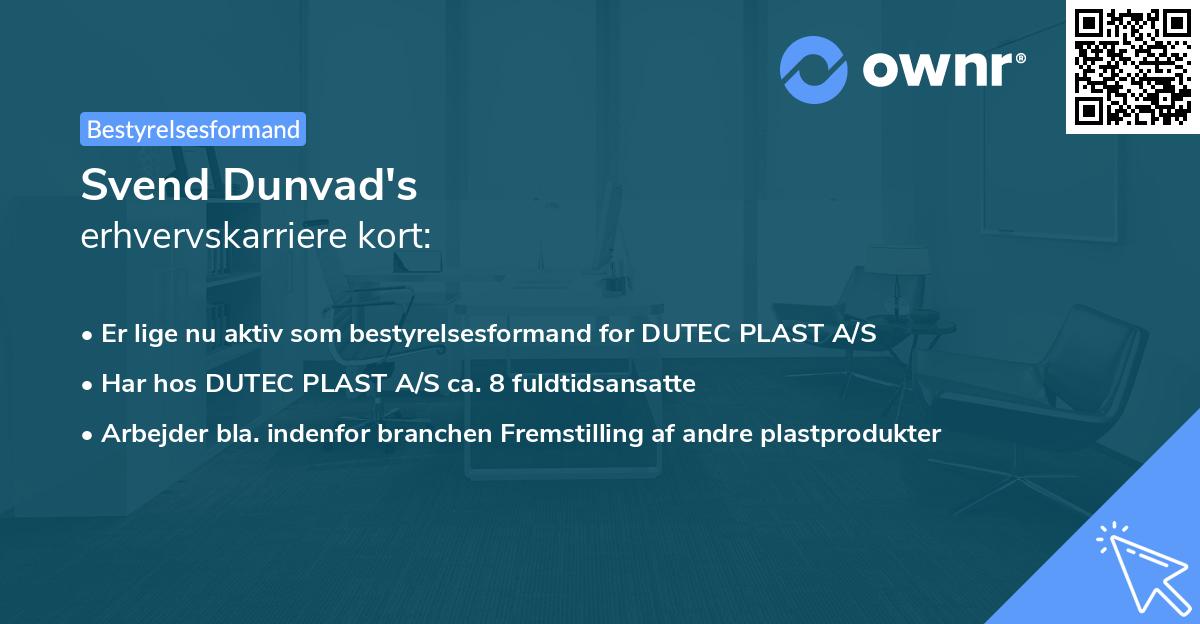 Svend Dunvad's erhvervskarriere kort